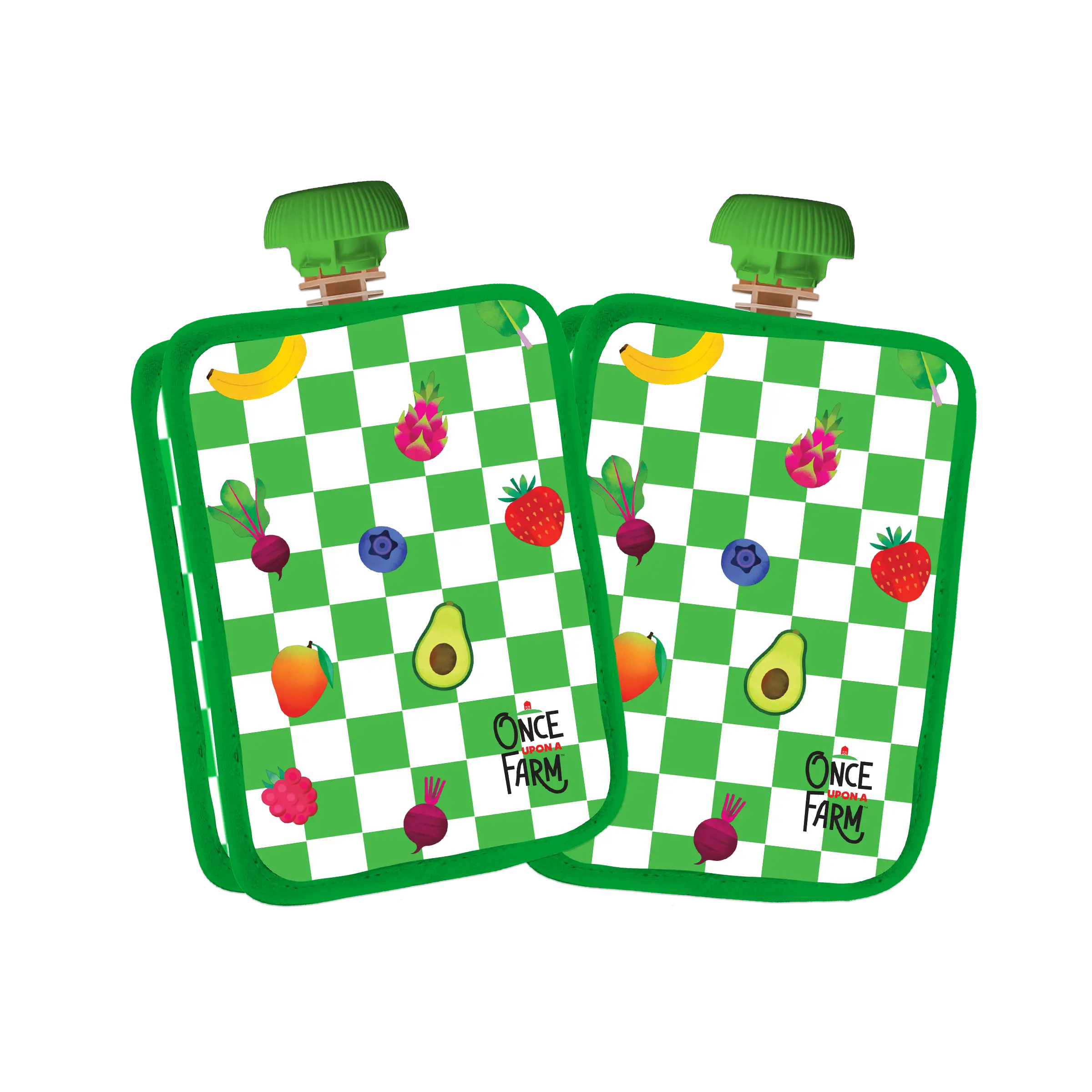 Once Upon A Farm Green Checkered Pouch Cooler 2-Pack Once Upon A Farm Green Checkered Pouch Cooler 2-Pack