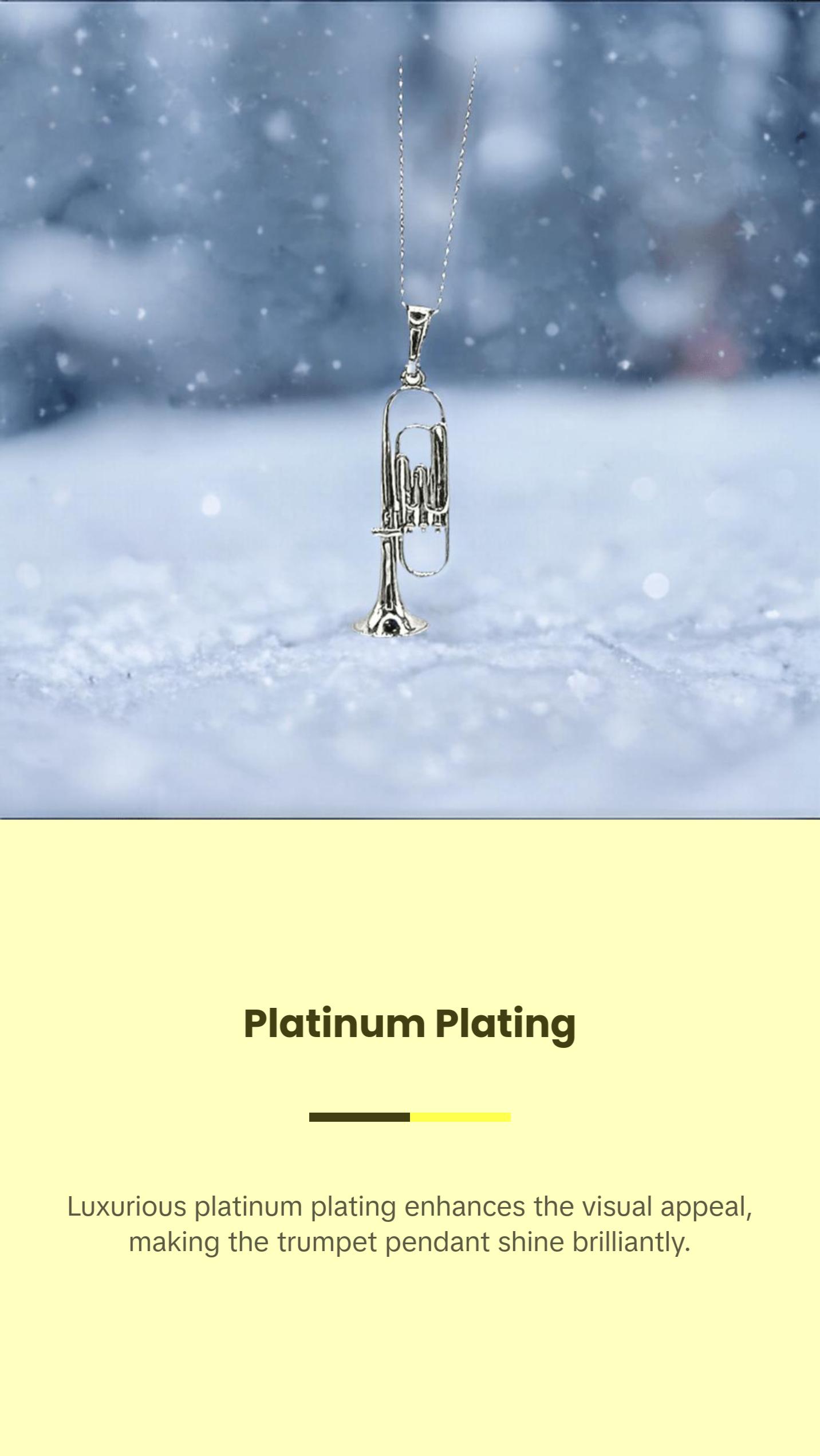 Trumpet Necklace with Chain and Pendant Featuring Trumpet Design