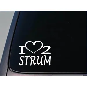 I heart to strum sticker *H218* 8 inch wide vinyl acoustic guitar decal