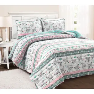 Lush Decor Boho Llama Reversible 3Pc Full/QueenQuilt Set