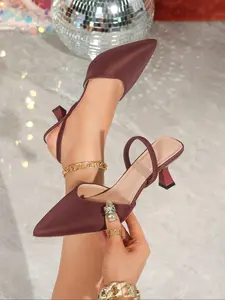 Elegant Women's Pointed Toe Shoes with Ankle Strap, Special Occasion Footwear, Party Footwear, European and American Style Wedding Accessories