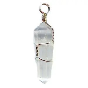 Selenite Wire Wrapped Point Pendant (Set of 5)
