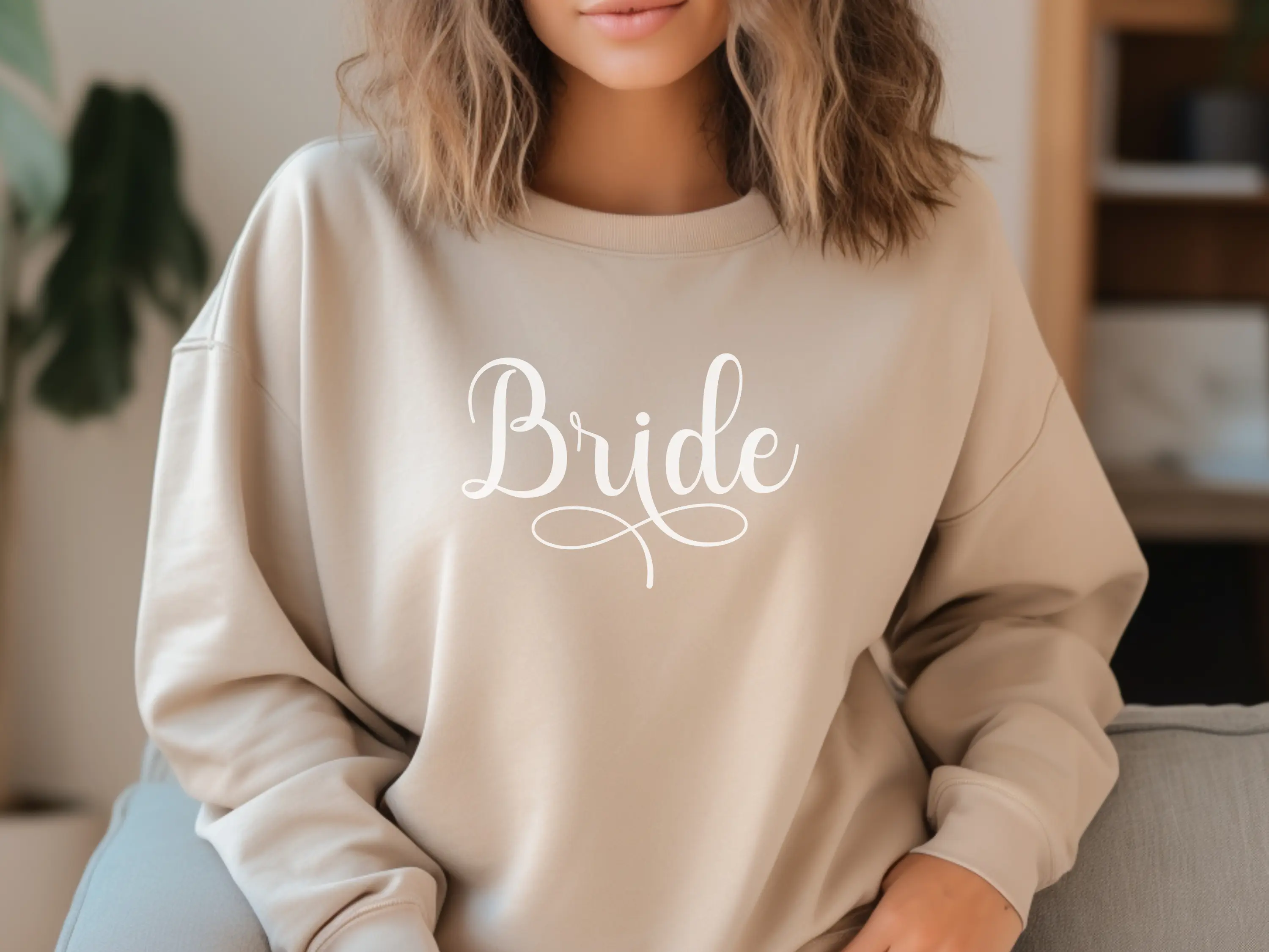 Cozy Bridal Sweatshirt in Tan or Pink for Women - Womenswear, Pullover