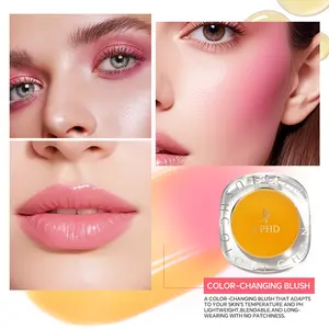 Thermochromic Color Changing Blush for Cheek Eye Lip, 3-In-1 Dewy Glow Long-Wearing Makeup, Suitable for All Skin Types