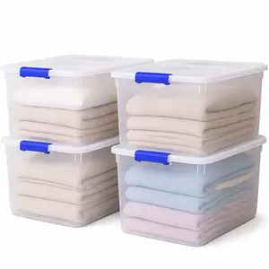 Homz 112 Quart Heavy Duty Modular Stackable Storage Containers, Clear, 4 Pack