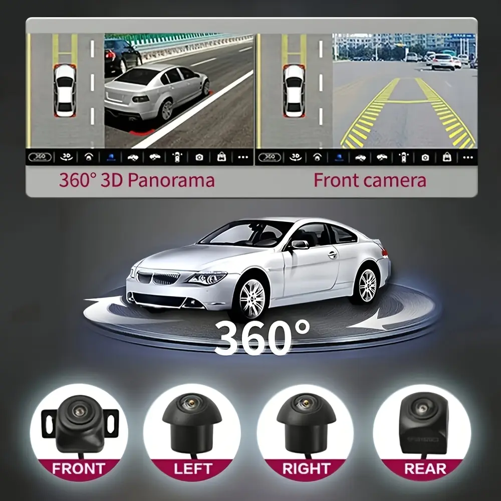 360° Panoramic Night Vision Camera Set - AHD720P And 1080P Reverse Camera for Android Car Stereos with Four-Way Viewing: Left, Right, Front, And Rear, Without Battery, Panoramic Dash Cam