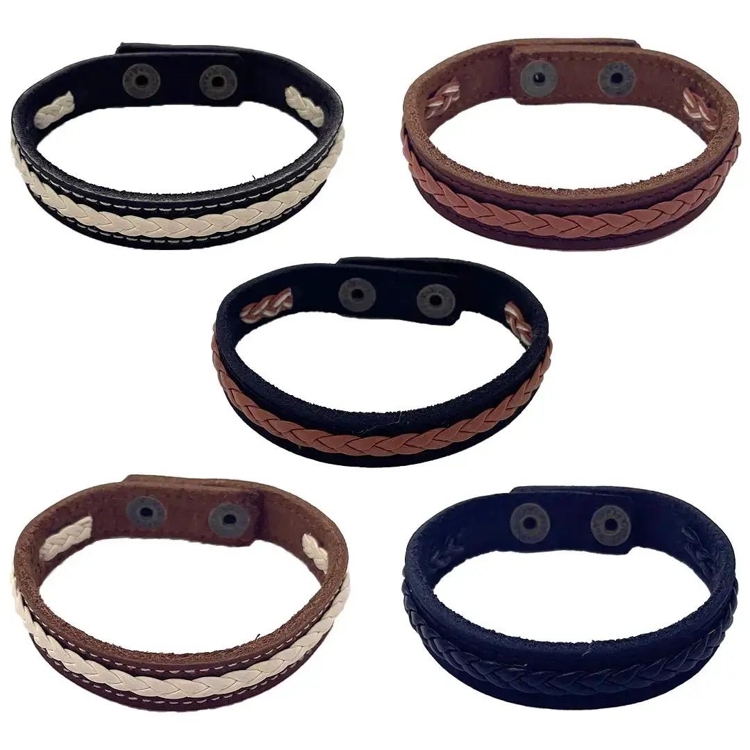 Braided Leather Snap Bracelet