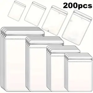 200 PCS Jewelry Storage Pouches PVC Earrings Rings Bracelets Necklaces Clear Zipper Bags Anti Oxidizing for Storage Jewelry Packing Bags Set, Document  storage bag Boxes Organiser gift
