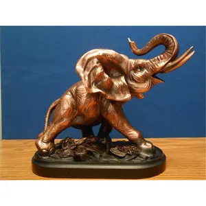 212 MAIN Elephant Motif Cold Cast Antique Copper Resin Stone Sculpture - 8.5x5.5x8in Ornaments, Room Decor, House Decor, Indoor Home Supplies Statue