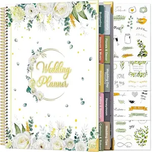 176 Pages Wedding Planner Book & Organizer with Stickers,9"x11" Hardcover Bridal Binder, Engagement Gift for Bride, Countdown Wedding Planning Notebook, Bride to Be Journal, Future Mrs Book, Newly Engaged Couples Gift, Father’s day gifts for dad