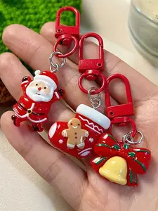 5/20pcs Christmas Keychain Charms - Santa, Reindeer, Snowman, Tree - Red & Green Holiday Decorations , Perfect Christmas Gift for Women & Men - Festive Party Favors, Christmas Accessories, Bag Ornaments, Seasonal Decor