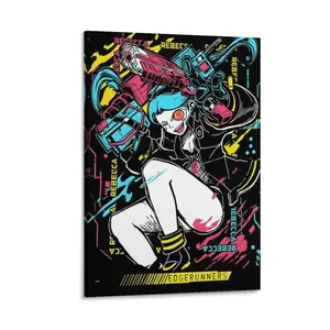 Cyberpunk Edgerunners Canvas Poster, Aesthetic Wall Art for Bedroom And Living Room Decor, 5-Piece Collection Poster Canvas Wall Art For Bedroom Decor Bar Office Room Decor Gift