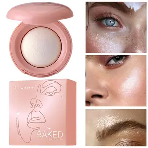 3D Contouring Highlighter Palette, Glowy Highlighter, Long-Lasting Fine Shimmer, Natural Naked Makeup, Face Cosmetics, Enhance Facial Features