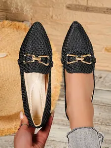 Women's Line Stitching Craft Casual Multifunctional Loafers, Commuter Fashion Elegant Flat Shoes, Eu Size Large Comfortable