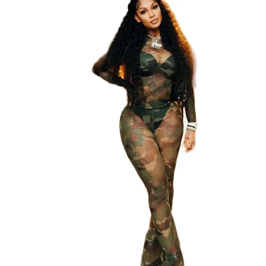 Spring And Summer New Mesh Top Tight Trousers Casual Suit