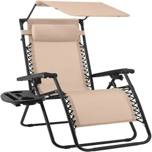 Best Choice Products 30” Extra Wide Folding Zero Gravity Patio Lounge Chair w/Adjustable Canopy Shade