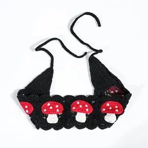 Mushroom Crochet Headband-Black