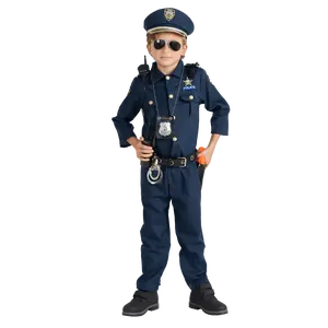 Police Officer Costume Set For Kids - Navy Blue Cop Uniform with Shirt, Pants, Hat, Belt, Whistle, Holster & Walkie Talkie – Perfect for Halloween, School Play & Patriotic Festival - Cosplay Costume