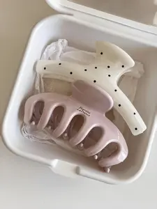 2pcs,Women's Polka Dot Hair Clip Set, Casual Design, Large Size Stylish Accessory for All Seasons, Perfect for Daily Use