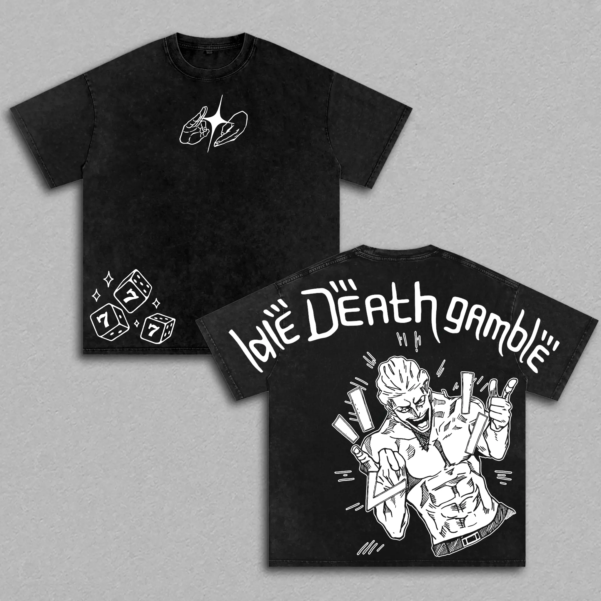 Kinji Hakari Idle Death Gamble Domain Expansion Jujutsu Kaisen Anime Graphic T-Shirt, Hakari Jackpot Fight Scene Manga Streetwear Tee, Vintage Washed Oversized Heavy Cotton Shirt, Japanese Anime Graphic Top, Gift For JJK Fans