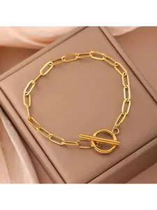 New Simple OT Buckle Bracelet, Fashion Versatile Hip-Hop Style, Suitable for Couples Best Friends Daily Date Casual Decorations, Minimalist Chain Bangles