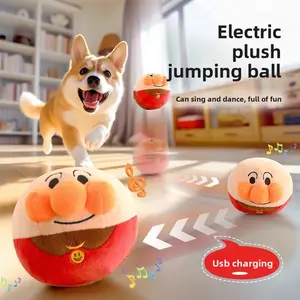 Interactive Electric Squeaky Dog Ball Toy for Puppies Self Chew Teething Solve Boredom Bite Resistant Jumping Pet Toys