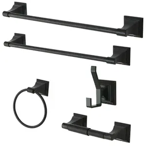 212 MAIN 5-Piece Towel Bar Bath Hardware Complete Kit - Oil Rubbed Bronze, Zinc Hubs, Easy Installation, Home Bathroom Supplies Set