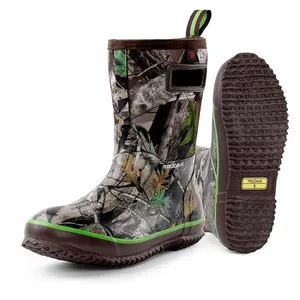 Rain Boots for Men, Neoprene Waterproof Rain Boots, Mid Calf All-Season Mud Boots, Insulated Warm Outdoor Work Shoes for Hunting, Gardening, Farming, Yard Working