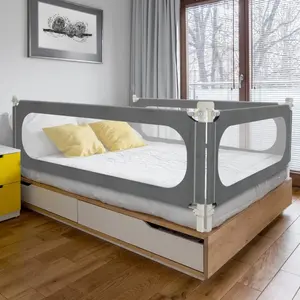 AnBed Rails for Toddlers, Extra Tall 32 Levels of Height Adjustment Specially Designed for Twin, Full, Queen, King Size - Safety Bed Guard Rails for Kids (Grey, 1 Side:70.87"(L) *27"(H))