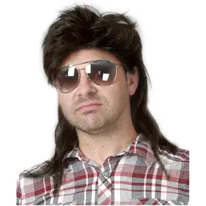 Black Mullet Wigs for Men 70s 80s Costumes Mens Fancy Party Accessory  Hair Wig