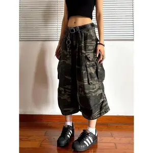Large Pocket Design Camouflage Loose Denim Short Women's Summer Street Cargo Shorts Bottom Calf-length Pants Womenswear Jeans Streetwear Trouser Picture Colors