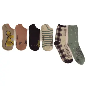 Winnie the Pooh Ladies' Set of 6 No-Show &Shorty Socks Winnie the Pooh Ladies' Set of 6 No-Show &Shorty Socks