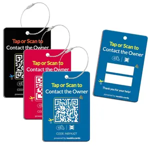 Smart Luggage Tags with NFC & QR Code for Suitcases 3-Pack Black Red Blue Personalized Secure Baggage Identifier for Vacation Air Travel Acrylic Material