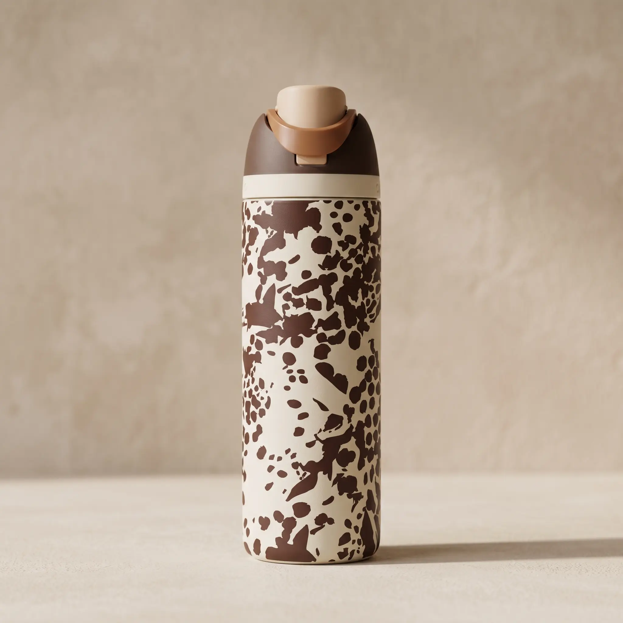 Owala 32oz FreeSip Cowgirl Core Water Bottle, Brown Cream Cow Print Stainless Steel Bottle with Straw Lid