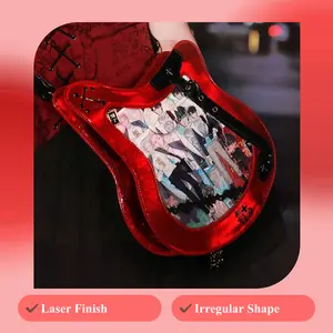 Original Design Bass pain bag with laser finish irregular guitar shape single shoulder crossbody card holder badge guzi zha board functional accessories for everyday use