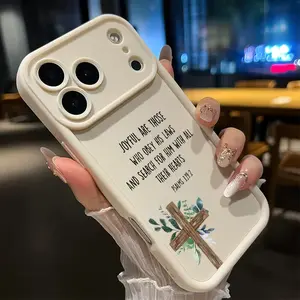 Scripture Cross Joy Pattern Phone Case for iPhone 17 ProMax 16 15 14 Plus 13 12 11 XR X XS Air Shockproof Drop Protection Rugged Durable Silicone Cover Cellphone Protective Casing