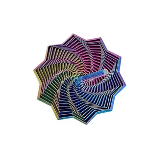 3D Printed Expanded Sensory Fidget Star - Stress Relief Whirling Spiral Toy with Handle, Satisfying Sight and Sound, Hypnotizing Visual Fidget Item for Party Bag Gifts & Home Use