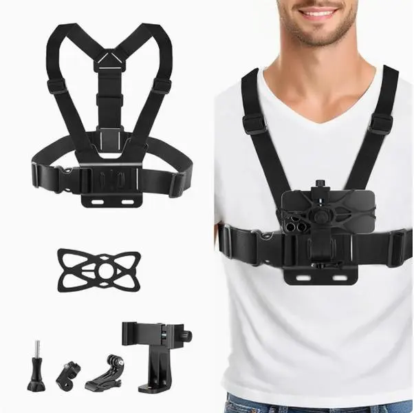BrawRing Head & Chest Strap Phone Holder for | Hands-Free Filming, Adjustable & Comfortable | Ideal for Vlogging, Sports,& Outdoor Adventures | Universal Phone Compatibility | Perfect for POV, Action Shots, & Live Streaming" Smartphone Mount springtok