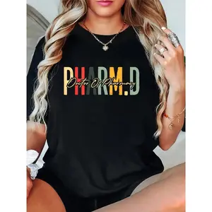 100% Cotton Pharm.D Doctor Of Pharmacy Student Pharmacist Graduation T-Shirt Summer, Cotton, Casual, Short Sleeve, Graphic Tee, Soft, Breathable, Loose Fit, Streetwear, Daily Wear, T-Shirtt