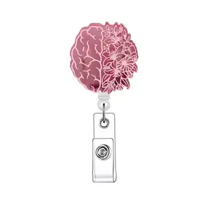 Flower Design Badge Holder, 1 Count Retractable Badge Reel, ID Holder with Clip for Nurses, Doctors, Students & Office Staff, Badge Reels Retractable