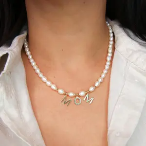 Beaded Initial Necklace for Women - Personalized Collar Choker with Letters "J", "M", "E", "A", "N" on Beaded Cord
