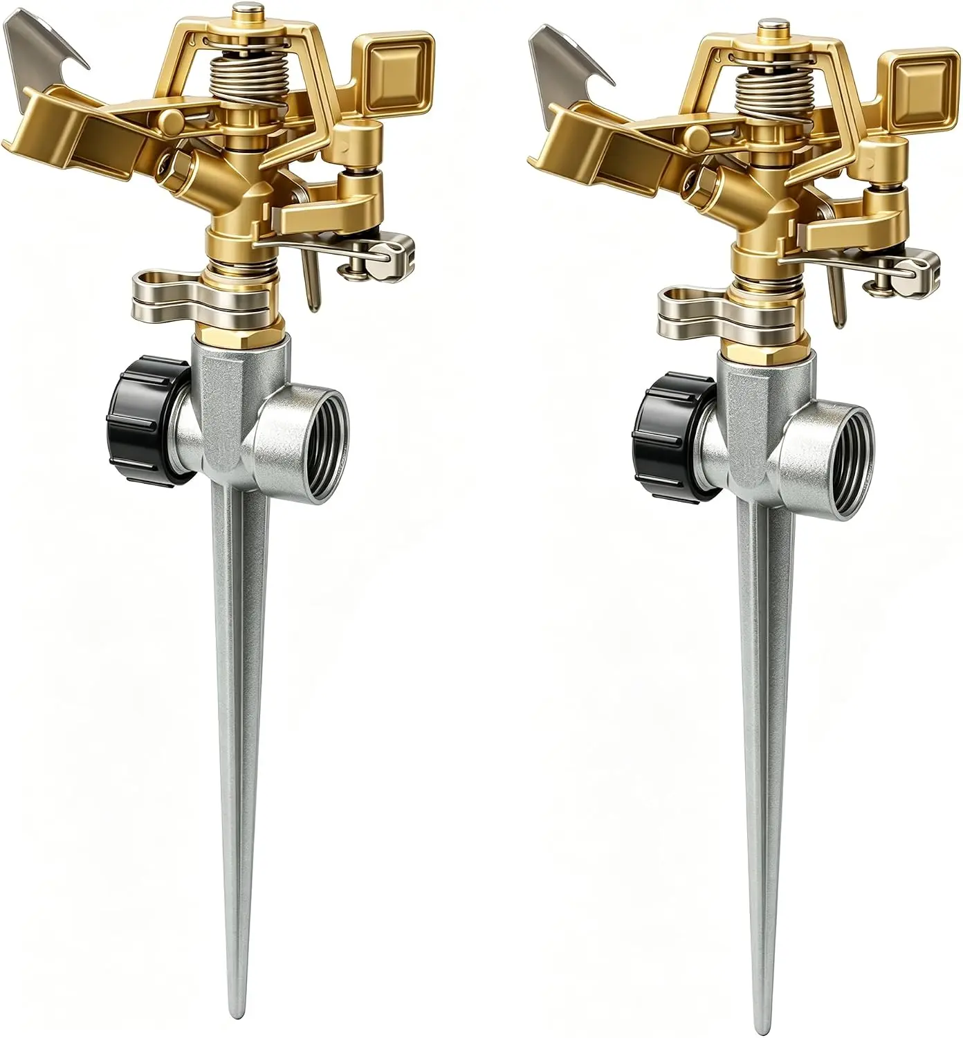 Impact Lawn Sprinklers for Yard, Heavy Duty Water Sprinkler Head with Aluminum Alloy Spike Base, Adjustable Pulsating Sprinkler for Large Area Lawn Patio Garden