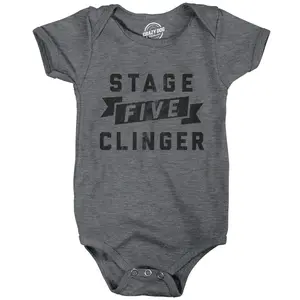 Stage Five Clinger Baby Bodysuit Funny Needy Joke Jumper for Infants Funny Baby Onesies Funny Sarcastic Onesie Novelty Onesie Dark Grey