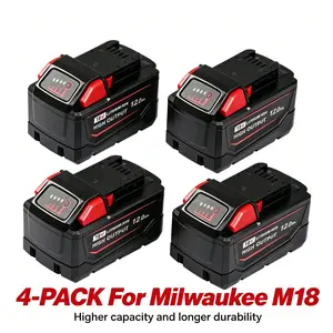 4 Pack 12.0Ah Battery for Milwaukee M18 Tools, High Capacity Replacement Lithium Ion