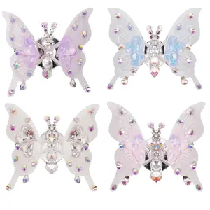 4pcs Flying butterfly decor Home decor Wall stickers Pink butterfly Moving butterfly car accessories Room decor Car ornament Car charm Car jewelry Butterfly jewelry for women Girls bedroom Decor