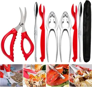 Anti-Slip Hot Plate Grippers Crab Leg Crackers and Tools Set - Lobster Crackers & Picks Set Shellfish Crab Claw Cracker Stainless Steel Seafood Crackers & Forks - lobster tools for eating