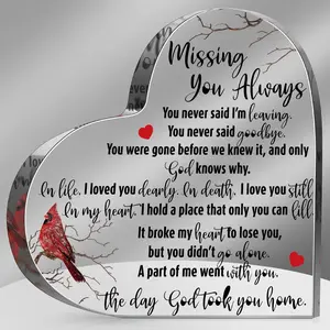 Cardinal Gifts Red Cardinal Gift Sympathy Memorial Present Bereavement Present Crystal Acrylic Memorial Condolence for Loss of Loved One Table Centerpieces Decor(Missing You,5.9 x 0.6 Inches)