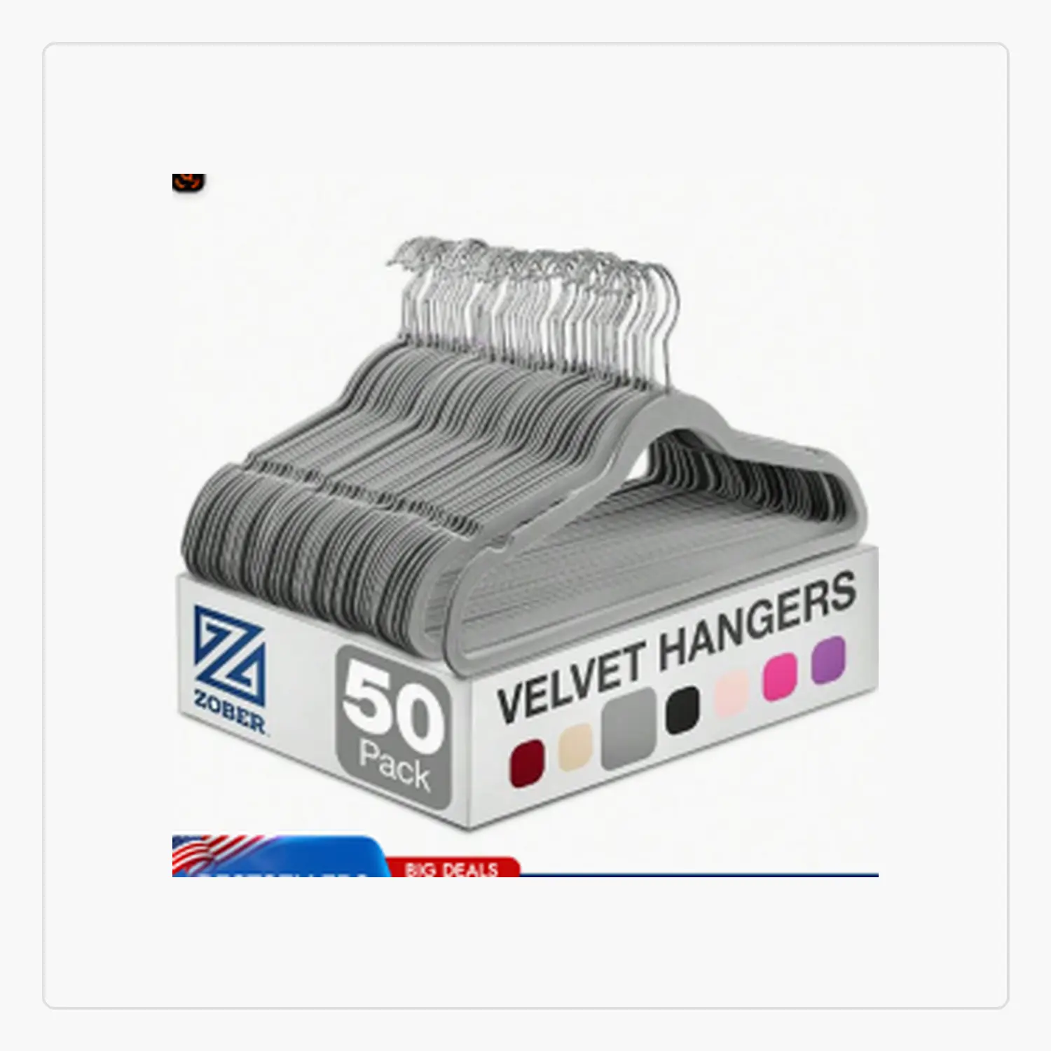 50-Pack Gray Velvet Non-Slip Clothes Hangers, Slim Closet Hangers for Wardrobe Organization