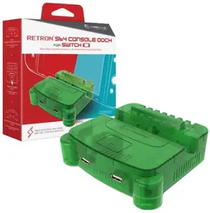 Hyperkin Retron S64 Console Dock for Nintendo Switch - Lime Green Docking Station with USB Port for Enhanced Gaming Experience