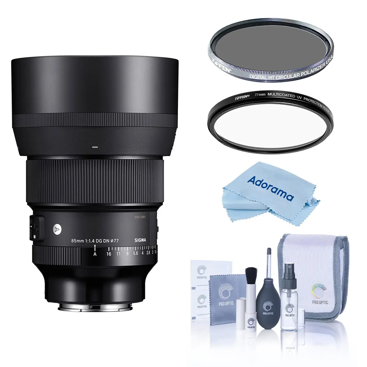 Sigma 85mm f/1.4 DG DN ART Lens for Sony E, Bundle with Tiffen 77mm UV and CPL Filters